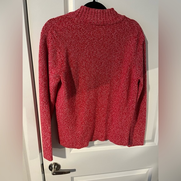 Crazy Horse by Liz Claiborne Red/White Knitted Zip Up Sweater Size Large - Picture 9 of 16